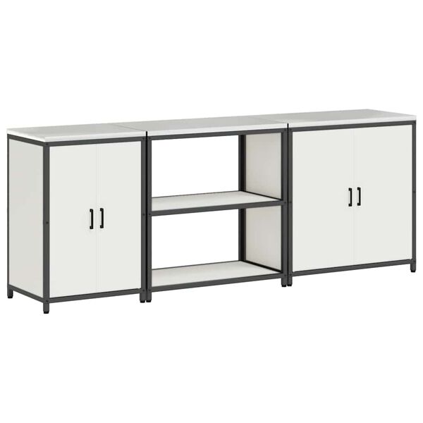 vidaXL Conjunto de Armazenamento de Cozinha Outros 3 pcs Branco A&ccedil;o