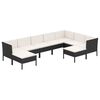 vidaXL 9 pcs conjunto lounge de jardim c/ almofad&otilde;es vime PE preto