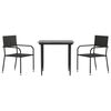 vidaXL 3 pcs conjunto de jantar para jardim vime PE e a&ccedil;o preto