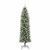 vidaXL &Aacute;rvore Slim de Natal Artificial Verde e Branco 180 cm