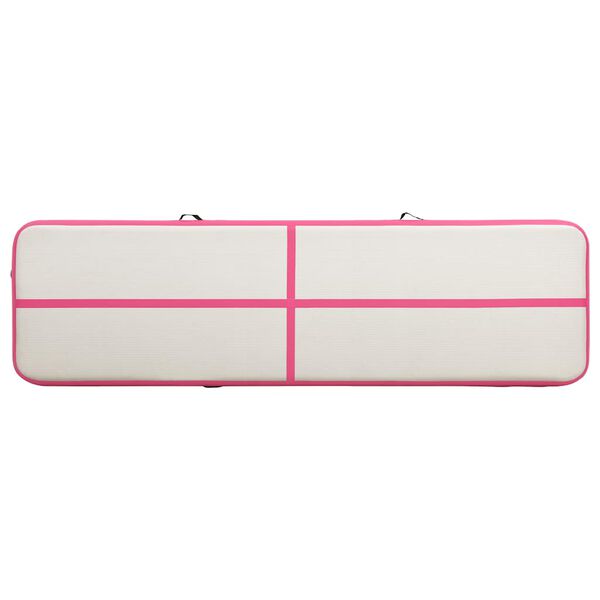 vidaXL Colch&atilde;o de gin&aacute;stica insufl&aacute;vel c/ bomba 600x100x20 cm PVC rosa