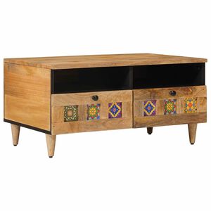 vidaXL Mesa de centro Natural 80 x 54 x 40 cm Madeira de manga maci&ccedil;a