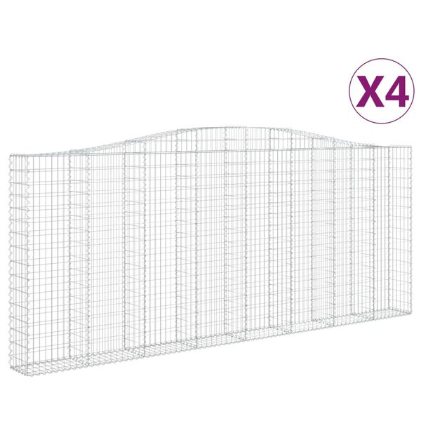 vidaXL Cestos gabião arqueados 4pcs 400x30x160/180cm ferro galvanizado