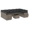 vidaXL 10 pcs conjunto sof&aacute;s de jardim c/ almofad&otilde;es vime PE cinzento