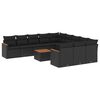 vidaXL 12 pcs conjunto de sof&aacute;s de jardim c/ almofad&otilde;es vime PE preto