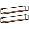 vidaXL Prateleiras de parede 2 pcs 110x17x17 cm ac&aacute;cia maci&ccedil;a e ferro