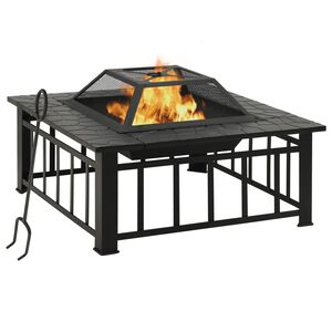 vidaXL Braseira de jardim com ati&ccedil;ador 81x81x47 cm XXL a&ccedil;o