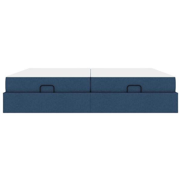 vidaXL Estrutura de cama com colch&atilde;o com colch&atilde;o 2 pcs Azul tecido