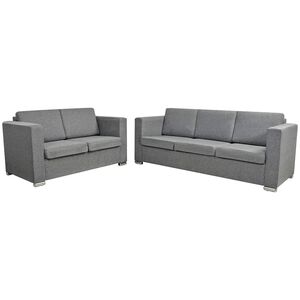 vidaXL Conjunto de sof&aacute;s, 2 pcs, tecido cinzento claro