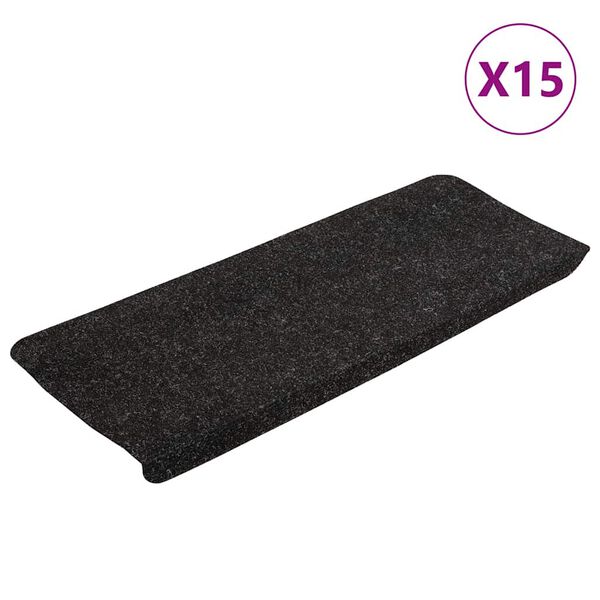 vidaXL Tapetes de escada autoadesivos 15 pcs 65x24,5x3,5 cm antracite