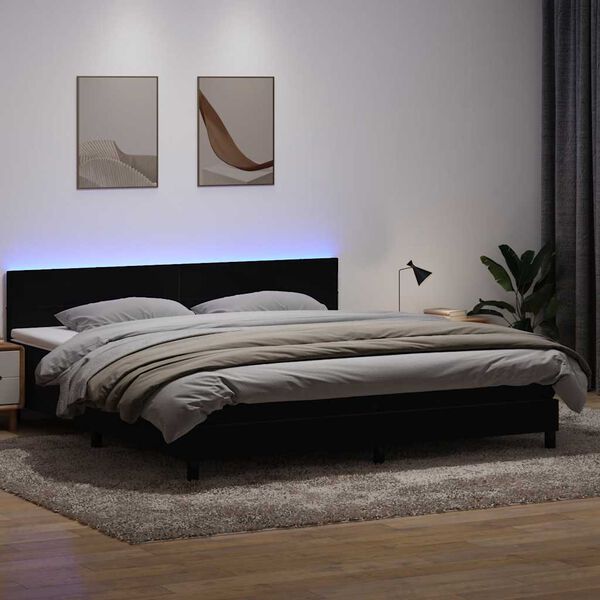 vidaXL Cama box spring c/ colch&atilde;o e LED 200x210 cm veludo preto