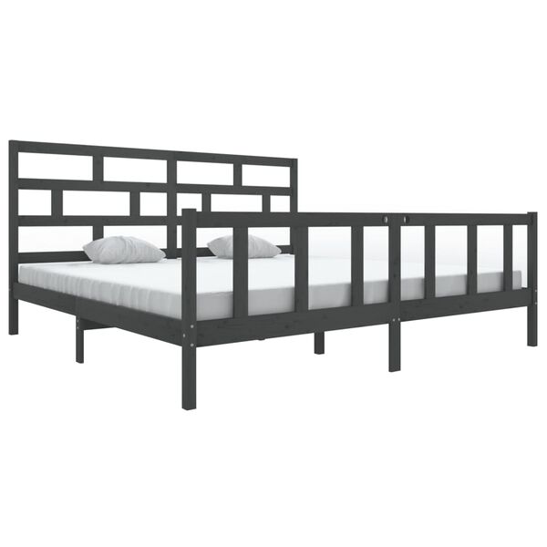 vidaXL Estrutura de cama 200x200 cm madeira de pinho maciça cinzento
