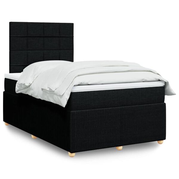 vidaXL Cama boxspring com colch&atilde;o 120x190 cm tecido preto