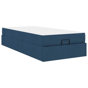 vidaXL Estrutura de cama com colch&atilde;o 2 unid. Azul tecido