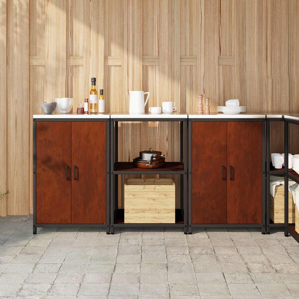 vidaXL Conjunto de Armazenamento de Cozinha 3 pcs Ferro Enferrujado