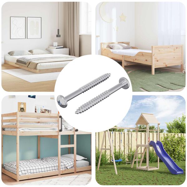 vidaXL Parafuso de Madeira 2 pcs Prateado 9,8 x 53 mm A&ccedil;o