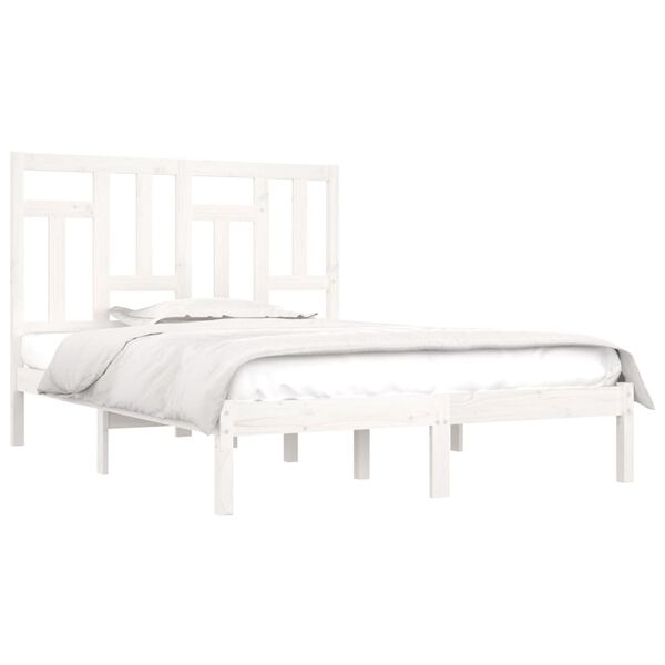 vidaXL Cama sem colch&atilde;o 140x200 cm madeira de pinho maci&ccedil;a branco
