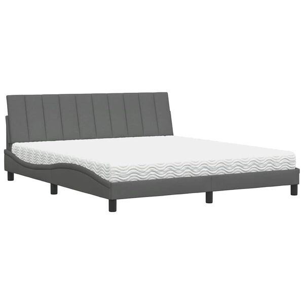 vidaXL Cama com colch&atilde;o Hanko 180x200 cm tecido cinzento-escuro