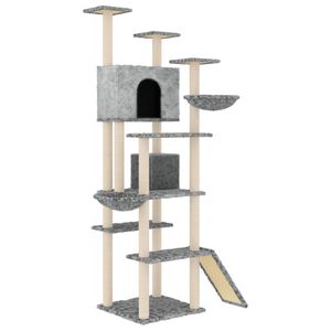 vidaXL &Aacute;rvore p/ gatos c/ postes arranhadores sisal 191 cm cinza-claro