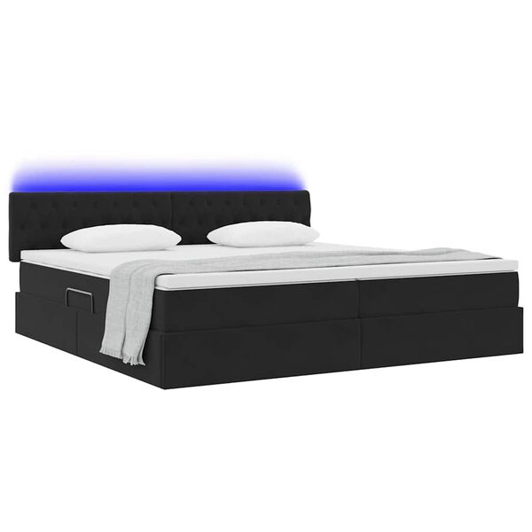 vidaXL Cama com arruma&ccedil;&atilde;o e LED com colch&atilde;o Preto 200 x 200 cm Veludo