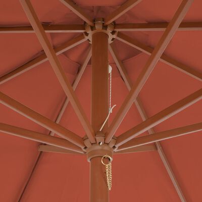 vidaXL Guarda-sol de exterior c/ mastro de madeira 300 cm terracota