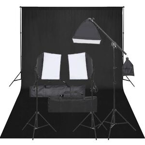 vidaXL Kit de est&uacute;dio fotogr&aacute;fico com conjunto de ilumina&ccedil;&atilde;o e fundo