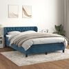vidaXL Cama com molas/colch&atilde;o 140x190 cm veludo azul-escuro