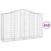 vidaXL Cestos gabi&atilde;o arqueados 10pcs 200x50x120/140 ferro galvanizado