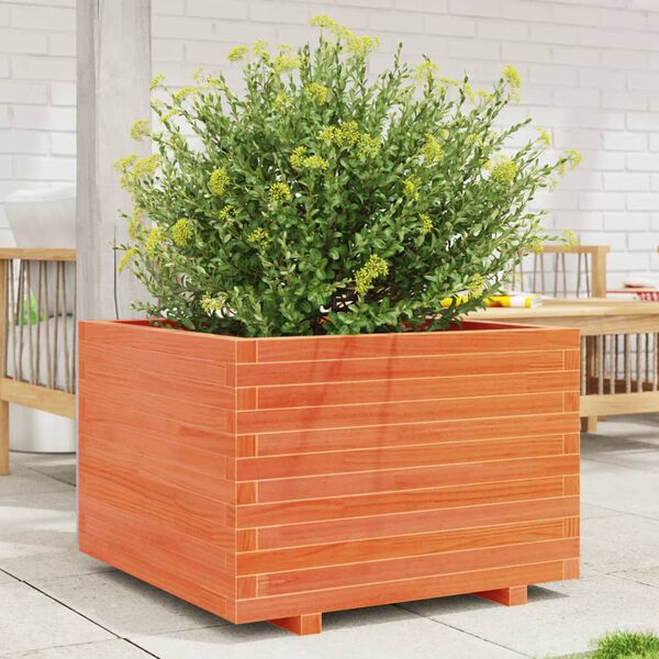 vidaXL Vaso/floreira de jardim 70x70x49,5 cm pinho maci&ccedil;o castanho mel