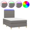vidaXL Cama box spring c/ colch&atilde;o e LED 120x200 cm tecido cinza-escuro