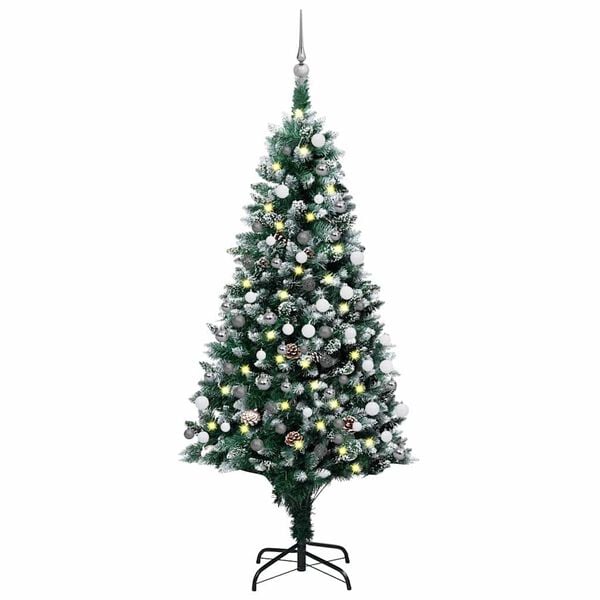 vidaXL &Aacute;rvore Natal artificial com LEDs e bolas e pinhas 180 cm