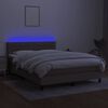 vidaXL Cama box spring colch&atilde;o/LED 140x190cm tecido cinza-acastanhado