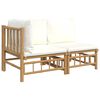 vidaXL 2 pcs conjunto lounge de jardim bambu c/ almofad&otilde;es branco nata