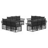 vidaXL Conjunto de Sof&aacute;s para Exterior 12 pcs Preto e Cinza Escuro