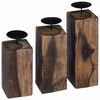 vidaXL Suporte de Velas 3 unid. Natural Madeira recuperada maci&ccedil;a