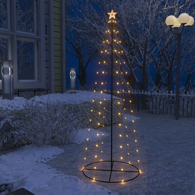vidaXL Árvore de Natal em cone c/ 100 luzes LED branco quente 70x180cm