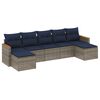 vidaXL Conjunto de sof&aacute; de jardim com 7 pe&ccedil;as e almofadas em rattan sint&eacute;tico cinza