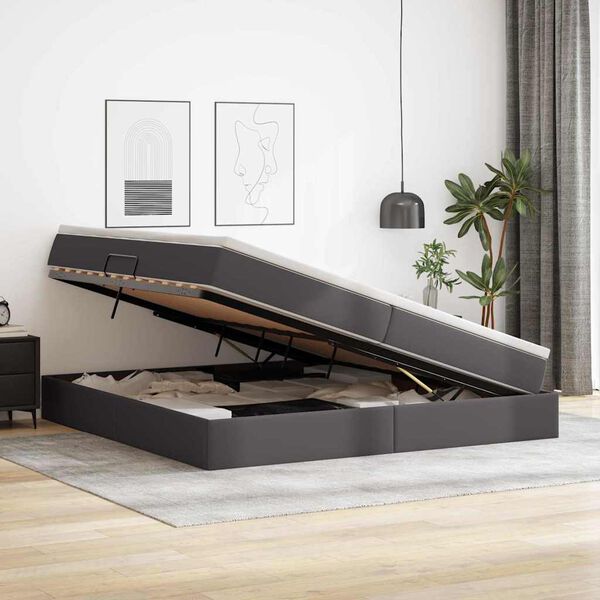 vidaXL Cama com arruma&ccedil;&atilde;o e colch&atilde;o com colch&atilde;o Cinzeto 200 x 200 cm