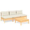 vidaXL 4 pcs conjunto lounge jardim c/ almofad&otilde;es cor creme pinho