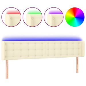 vidaXL Cabeceira de cama c/ LED 183x16x78/88 cm couro artificial cr&egrave;me
