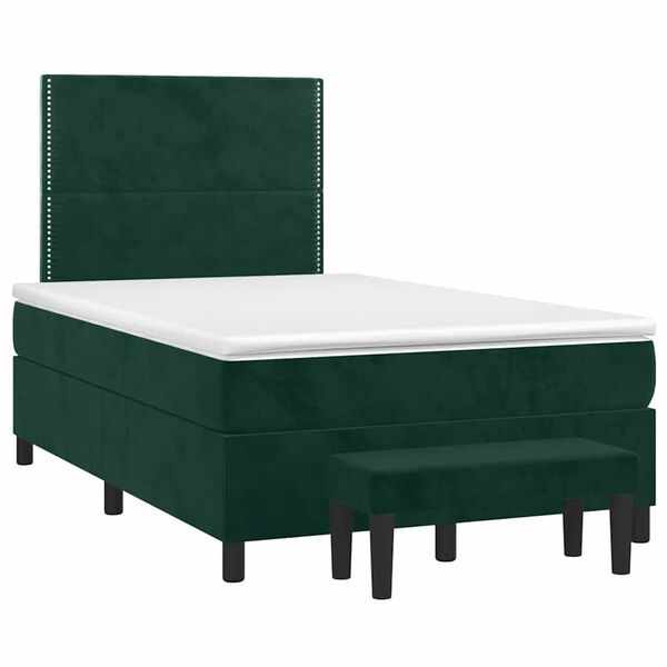 vidaXL Cama boxspring com colch&atilde;o 120x200 cm veludo verde-escuro