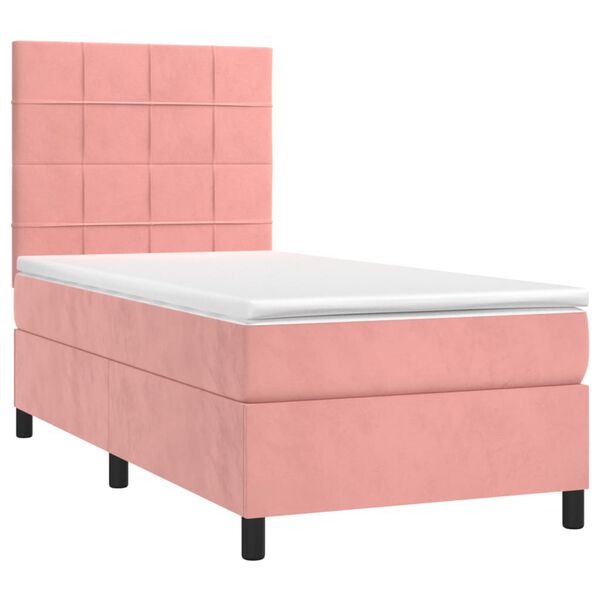 vidaXL Cama com molas/colch&atilde;o 90x200 cm veludo rosa