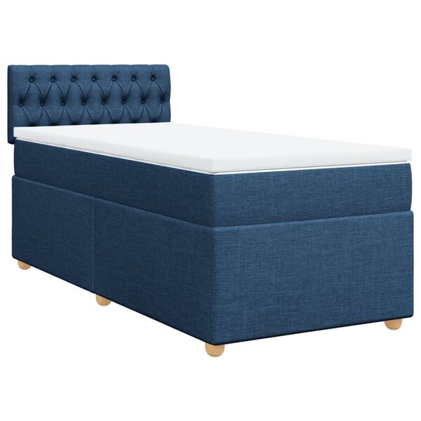 vidaXL Cama com molas/colch&atilde;o 90x190 cm tecido azul