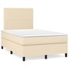 vidaXL Cama box spring c/ colch&atilde;o e LED 120x190 cm tecido cor creme