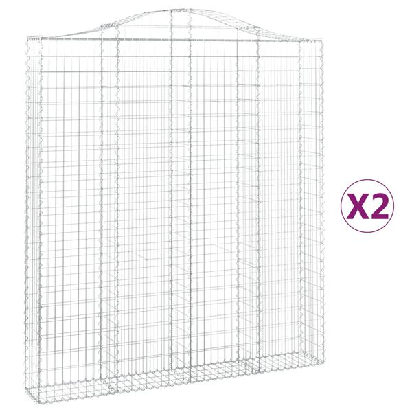vidaXL Cestos gabi&atilde;o arqueados 2pcs 200x30x220/240cm ferro galvanizado