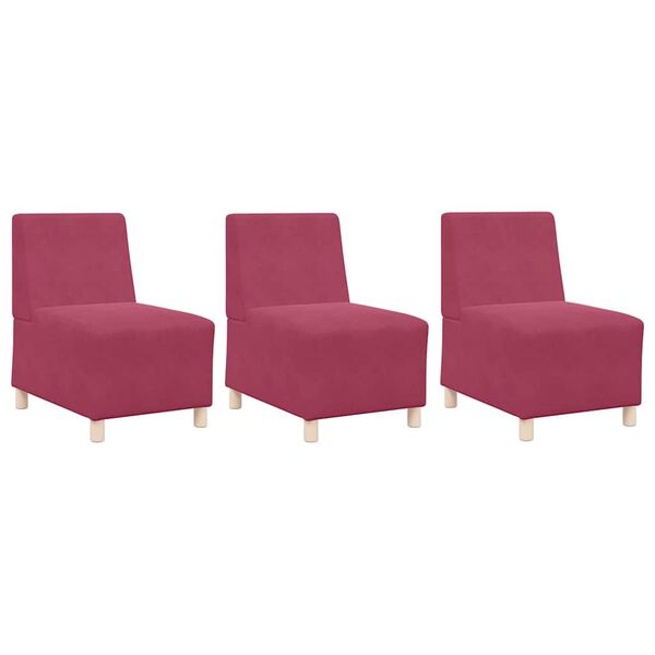 vidaXL Unidade de Sof&aacute; Modular Sem Bra&ccedil;os 3 pcs Vinho Vermelho