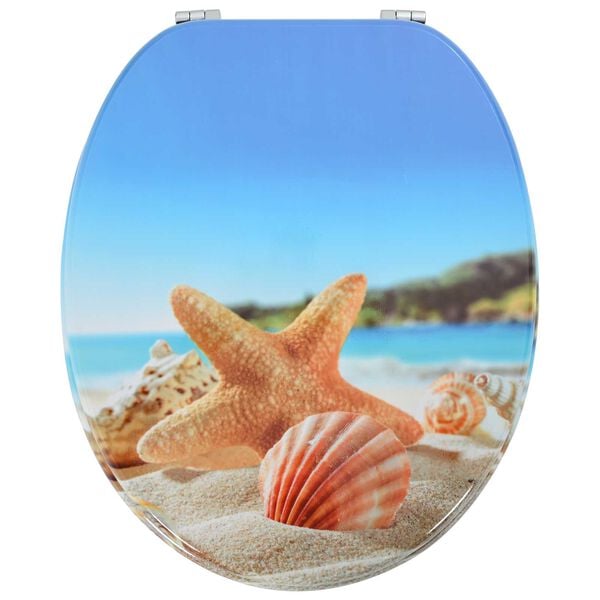 vidaXL Assento de Vaso Sanit&aacute;rio Azul Claro 44 x 38 cm Placa de MDF