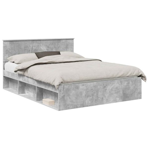 vidaXL Estrutura da Cama com cabeceira Cinza Concreto 150 x 200 cm