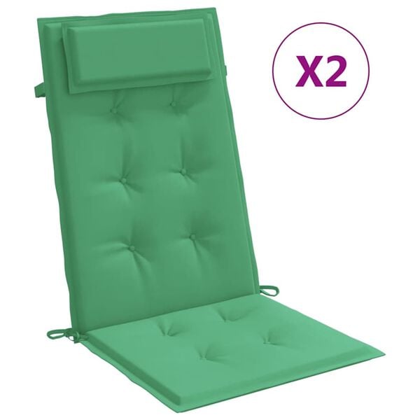 vidaXL Almofad&otilde;es p/ cadeira encosto alto 2 pcs tecido oxford verde