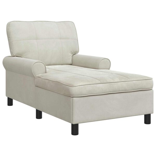 vidaXL Chaise Lounge com almofada Creme 91 x 157 x 91 cm Veludo